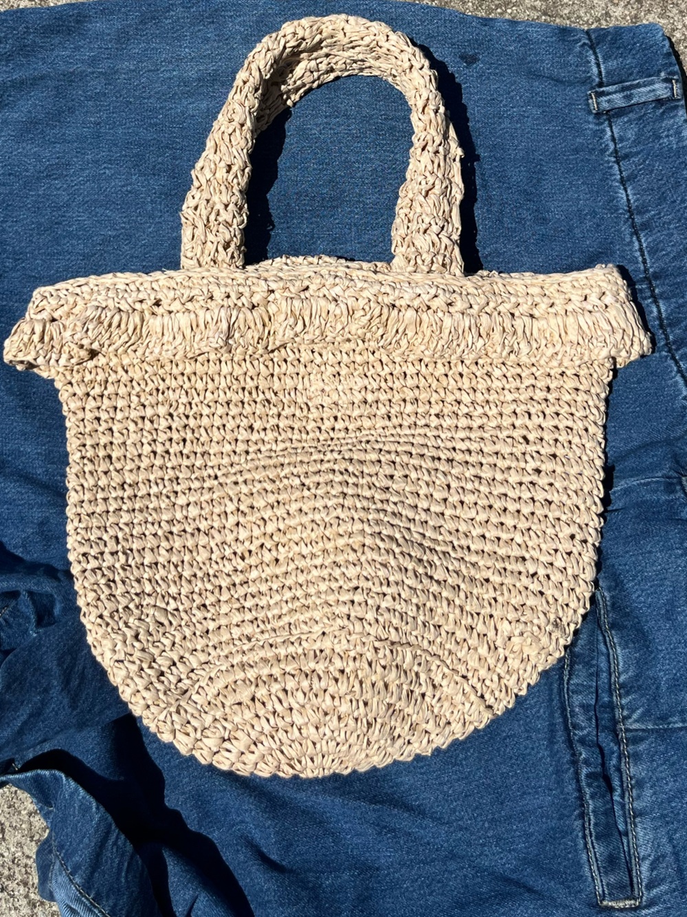 Handwoven Natural Straw Tote Bag - Beige Loft